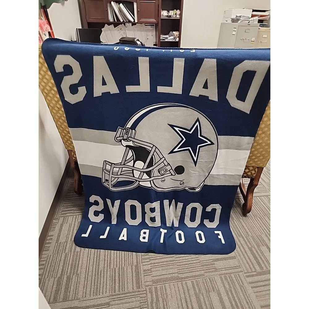 Dallas Cowboys Football Helmet Large NFL Fleece Throw Blanket 46